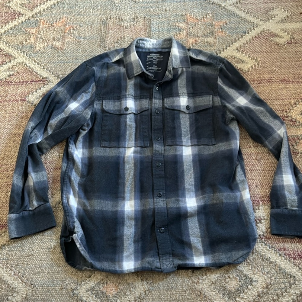 Blue flannel REI shirt
